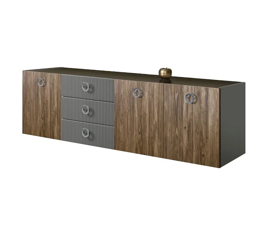Комод 2.1м Bogemia Fly Wood Fi (Серый) (Lakobel/Хром) БМКМ-5