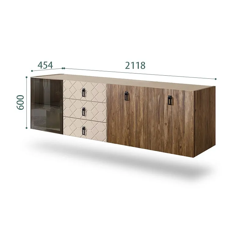 Комод 2.1м Bogemia Woodline Fly Wood Fa (Ваниль) (Novabuk/Черный) БМКМ-5[4]