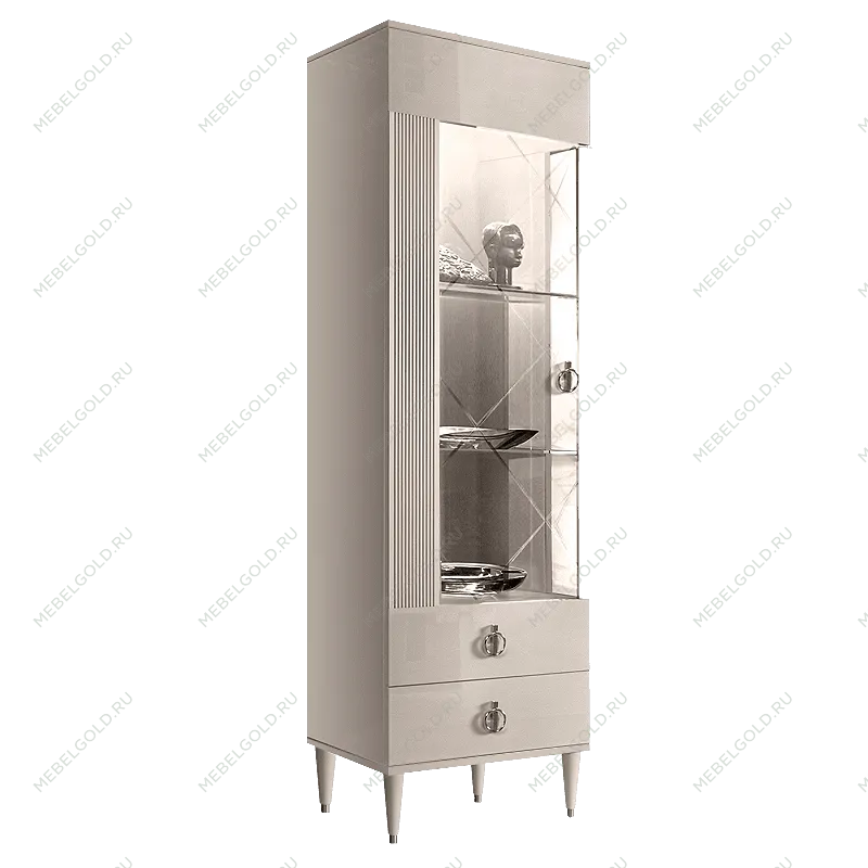 Витрина 1-ств. Римини СОЛО (Бежевый/Серебро) (Левая) РМВ1-1С(s)