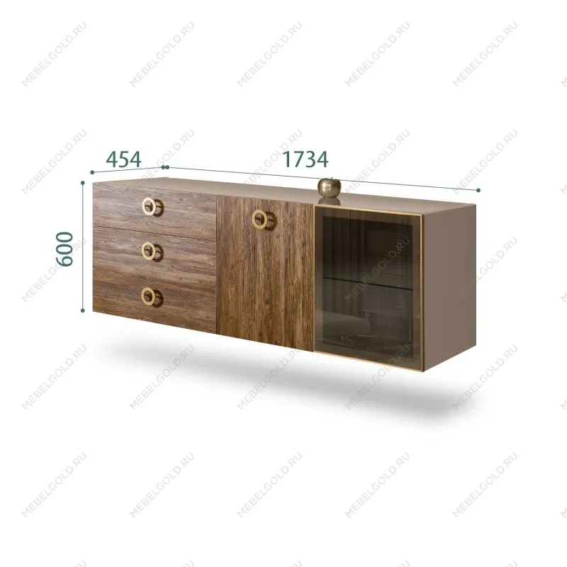 Комод 1.6м Bogemia Fly Wood Fi (Мокка) (Lakobel/Золото) БМКМ-4[5][10]