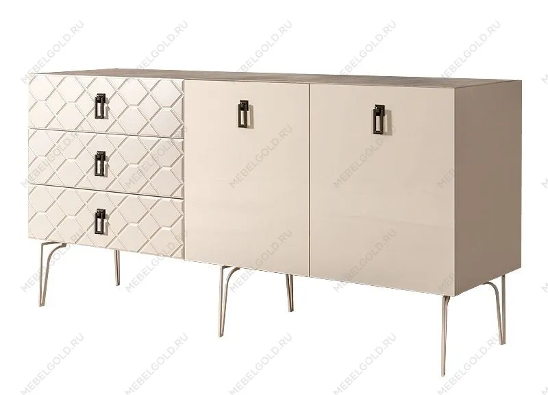 Комод 1.6м Bogemia Farfalle (Слоновая кость) (Novabuk/Черный) БМКМ-4(Fa)