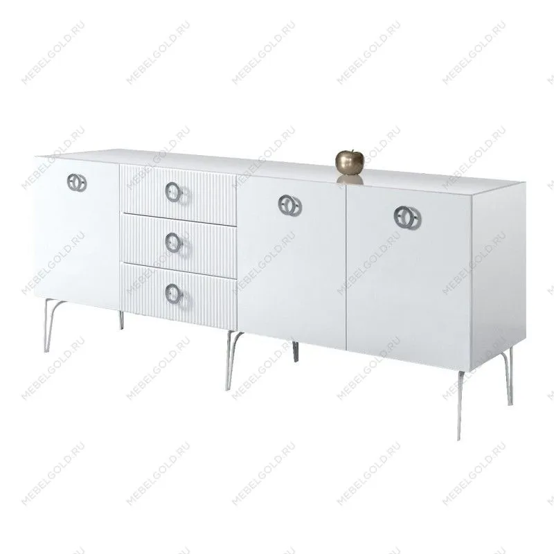 Комод 2.1м Bogemia Fillini (Белый) (Lakobel/Хром) БМКМ-5(Fi)