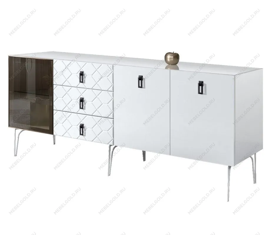 Комод 2.1м Bogemia Farfalle (Белый) (Lakobel/Черный) БМКМ-5(Fa)[4]