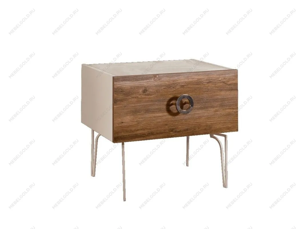 Тумба прикроватная Bogemia Wood Fi (Слоновая кость) (Novabuk/Хром) БМТП-1(Wo)