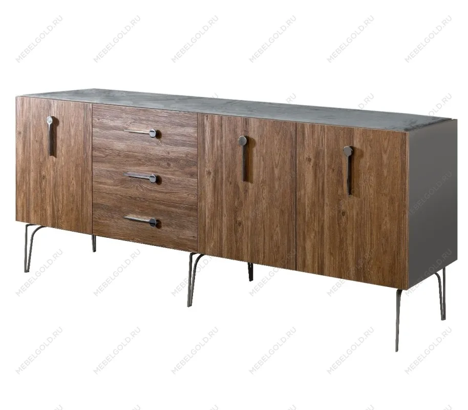 Комод 2.1м Bogemia Wood Wo (Серый) (Novabuk/Хром) БМКМ-5(Wo)