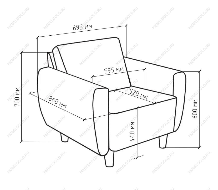 Кресло для отдыха ТУЛИСИЯ, 90х86х70 см, пастельно-розовый | изображение 3
