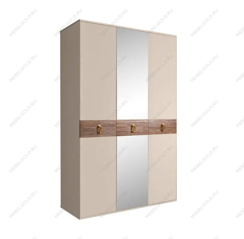 Шкаф 3-х дверный с зеркалом Bogemia Wood Fa (Ваниль/Золото) БМШ1/3(Wo)