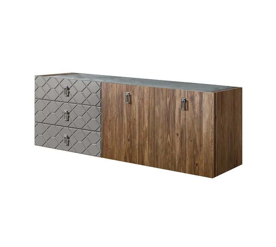Комод 1.6м Bogemia Fly Wood Fa (Серый) (Novabuk/Хром) БМКМ-4