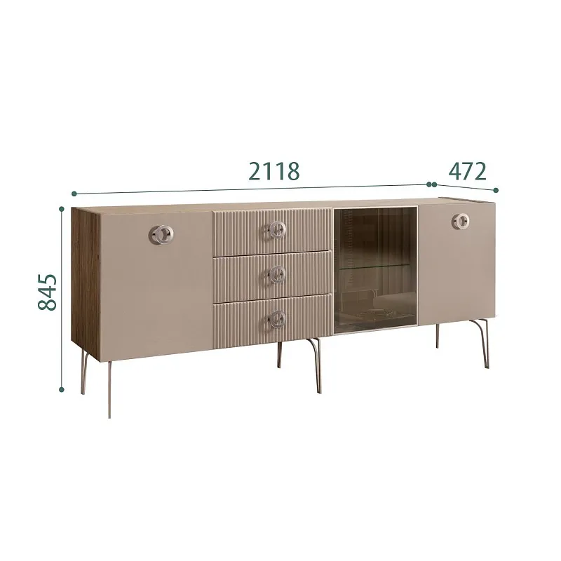 Комод 2.1м Bogemia Woodline Fi (Мокка) (Novabuk/Хром) БМКМ-5[4]