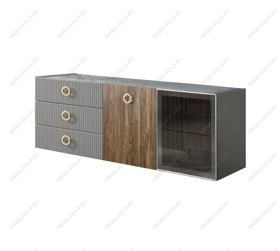 Комод 1.6м Bogemia Fly Wood Fi (Серый) (Novabuk/Золото) БМКМ-4[5][10]