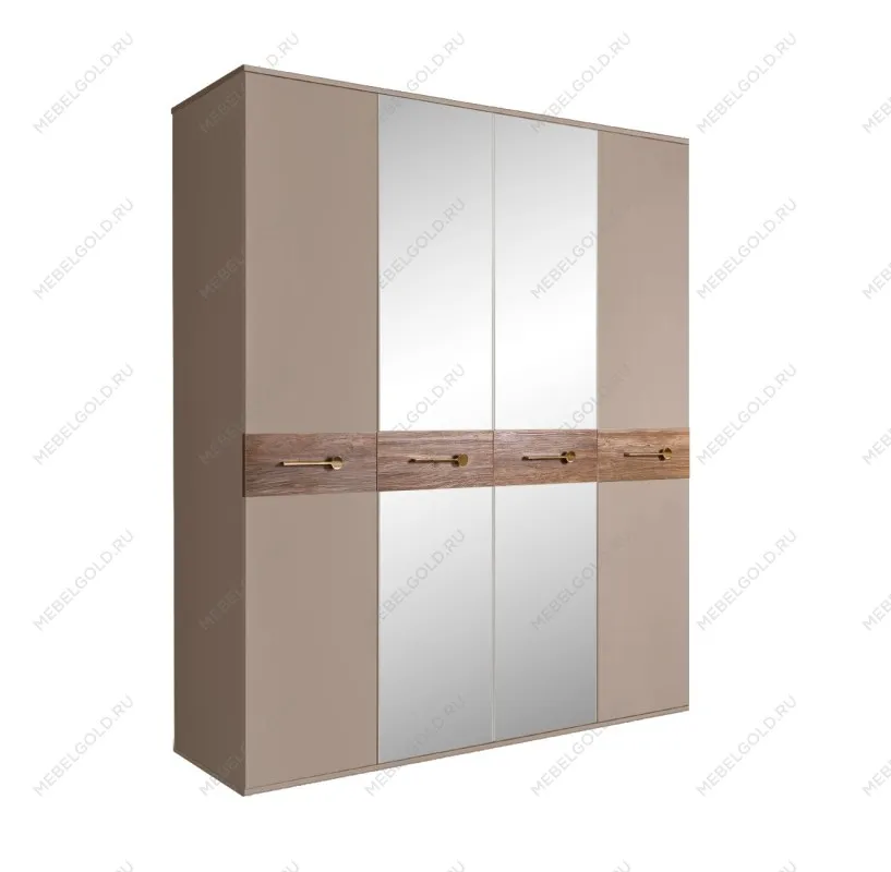 Шкаф 4-х дв. с зеркалами Bogemia Wood Wo (Мокка/Золото) БМШ1/4(Wo)