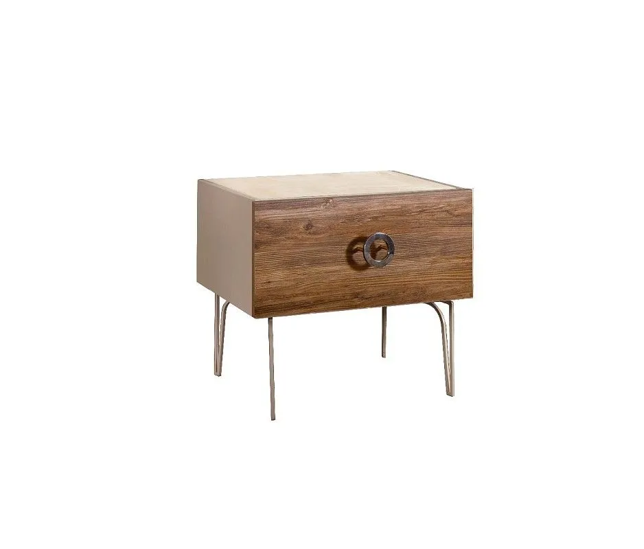 Тумба прикроватная Bogemia Wood Fi (Ваниль) (Novabuk/Хром) БМТП-1(Wo)