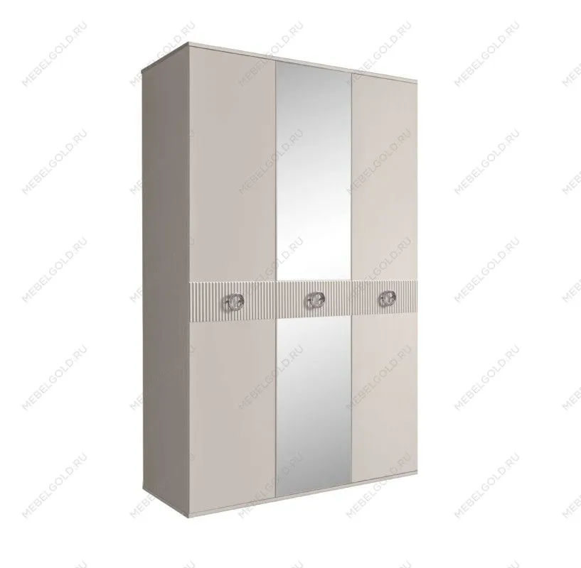 Шкаф 3-х дверный с зеркалом Bogemia Fillini (Шелк/Хром) БМШ1/3(Fi)