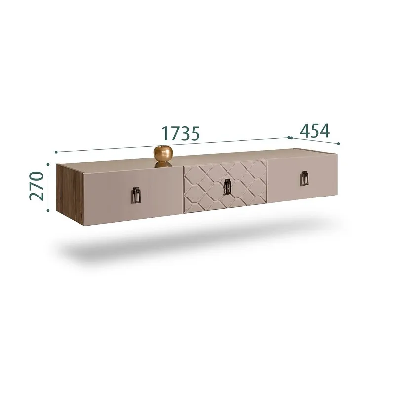 Тумба телевизионная 1.6м Bogemia Woodline Fly Fa (Мокка) (Lakobel/Черный) БМТ-1[10]