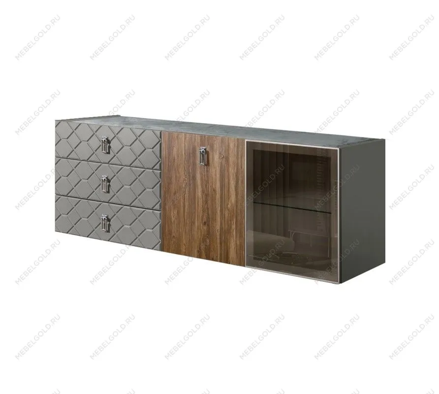 Комод 1.6м Bogemia Fly Wood Fa (Серый) (Novabuk/Хром) БМКМ-4[5][10]