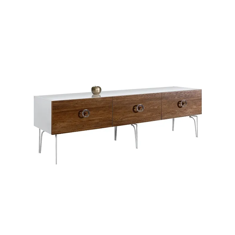Тумба под телевизор 2.1м Bogemia Wood Fi (Белый) (Lakobel/Хром) БМТ-2(Wo)