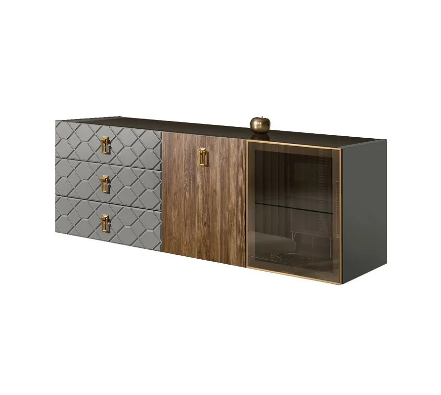 Комод 1.6м Bogemia Fly Wood Fa (Серый) (Lakobel/Золото) БМКМ-4[5][10]