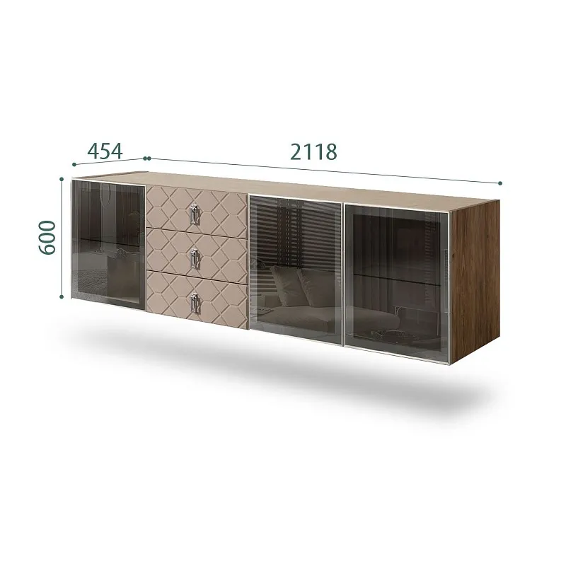 Комод 2.1м Bogemia Woodline Fly Fa (Мокка) (Novabuk/Хром) БМКМ-5[5]