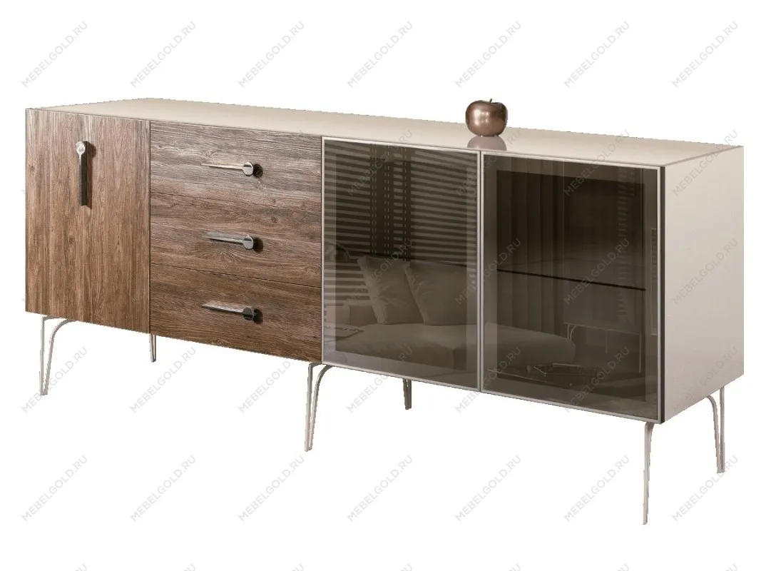 Комод 2.1м Bogemia Wood Wo (Слоновая кость) (Lakobel/Хром) БМКМ-5(Wo)[5][10]