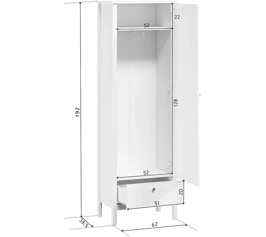 Шкаф Ева (Хельга) SZF1W1S/60 белый | изображение 4
