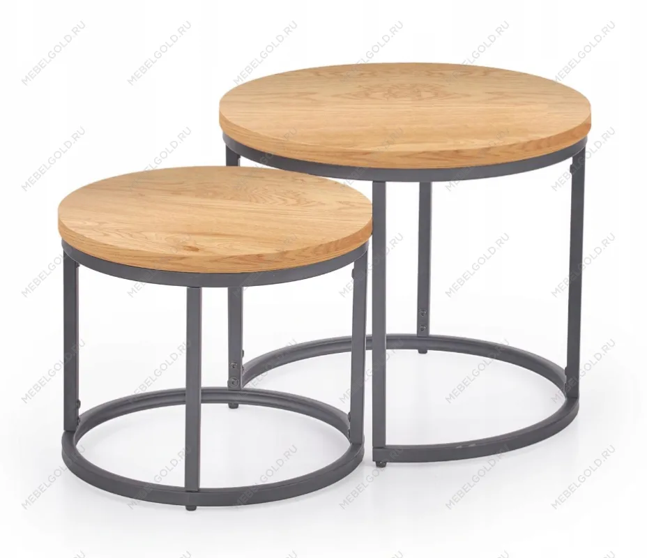 Комплект Halmar OREO 2 стола журнальных (дуб золотой/черный) | изображение 1