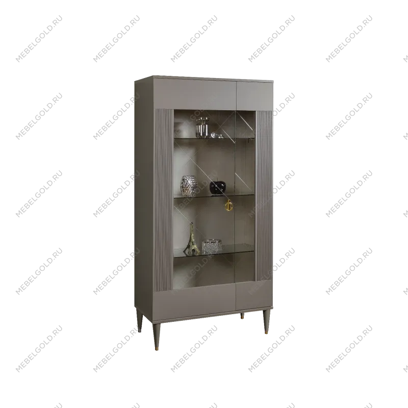 Витрина 2-ств. Римини СОЛО (Серый/Золото) (Левая) РМВ2-2С(s)