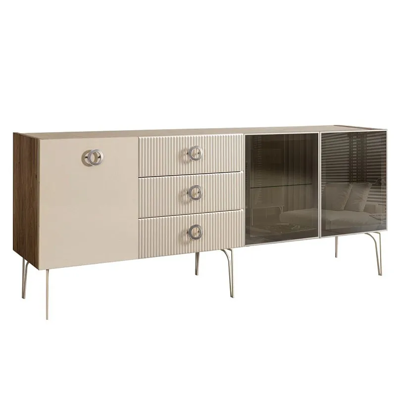 Комод 2.1м Bogemia Woodline Fi (Слоновая кость) (Novabuk/Хром) БМКМ-5[5][10]