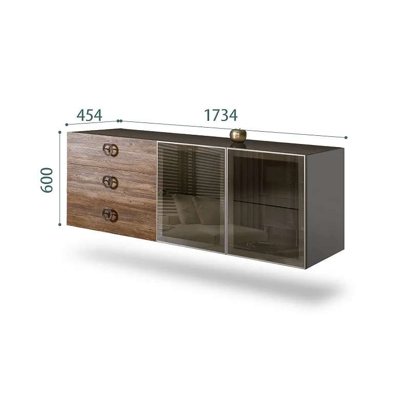 Комод 1.6м Bogemia Fly Wood Fi (Серый) (Lakobel/Хром) БМКМ-4[5]