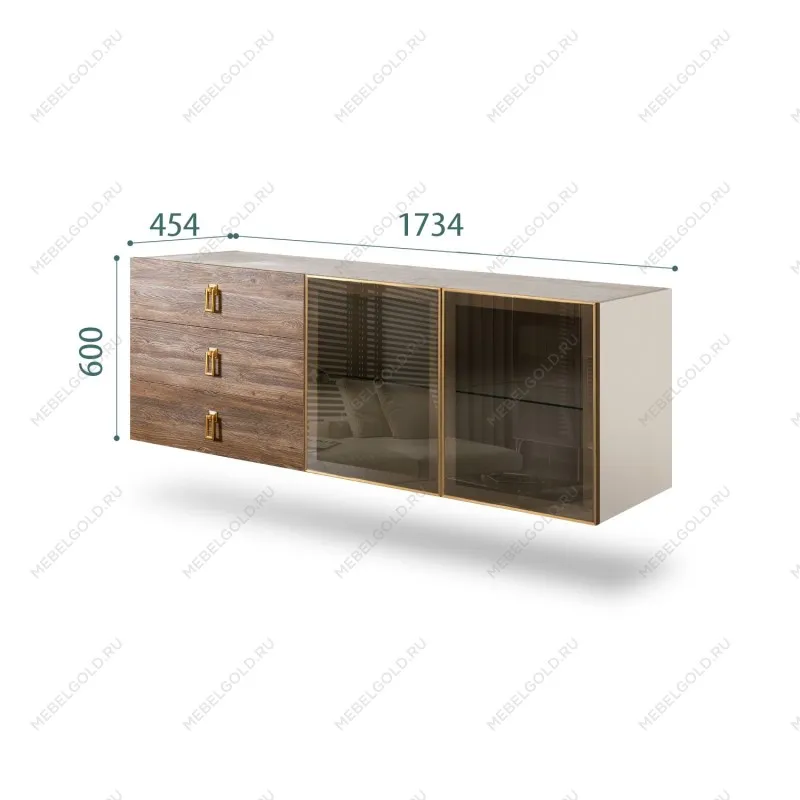 Комод 1.6м Bogemia Fly Wood Fa (Слоновая кость) (Novabuk/Золото) БМКМ-4[5]