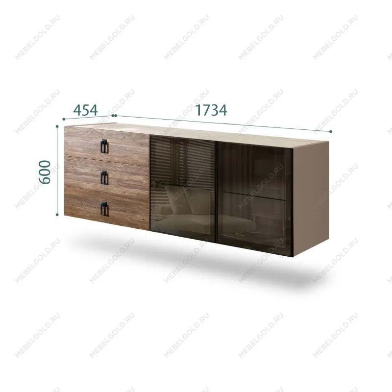 Комод 1.6м Bogemia Fly Wood Fa (Мокка) (Novabuk/Черный) БМКМ-4[5]