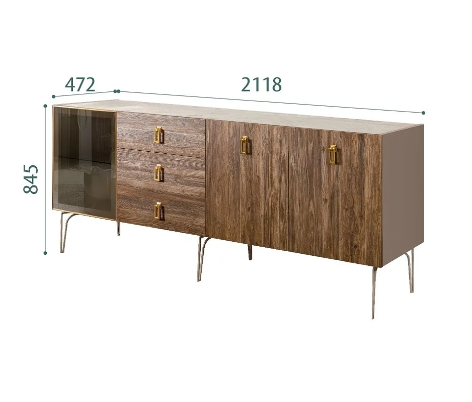 Комод 2.1м Bogemia Wood Fa (Мокка) (Novabuk/Золото) БМКМ-5(Wo)[4]