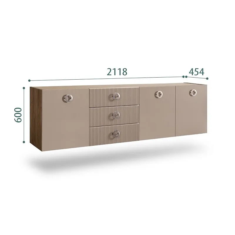 Комод 2.1м Bogemia Woodline Fly Fi (Мокка) (Novabuk/Хром) БМКМ-5