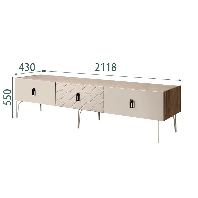 Тумба телевизионная 2.1м Bogemia Woodline Fa (Ваниль) (Novabuk/Черный) БМТ-2[10]