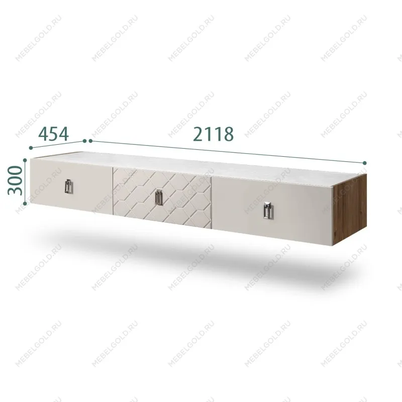 Тумба телевизионная 2.1м Bogemia Woodline Fly Fa (Шелк) (Novabuk/Хром) БМТ-2[10]