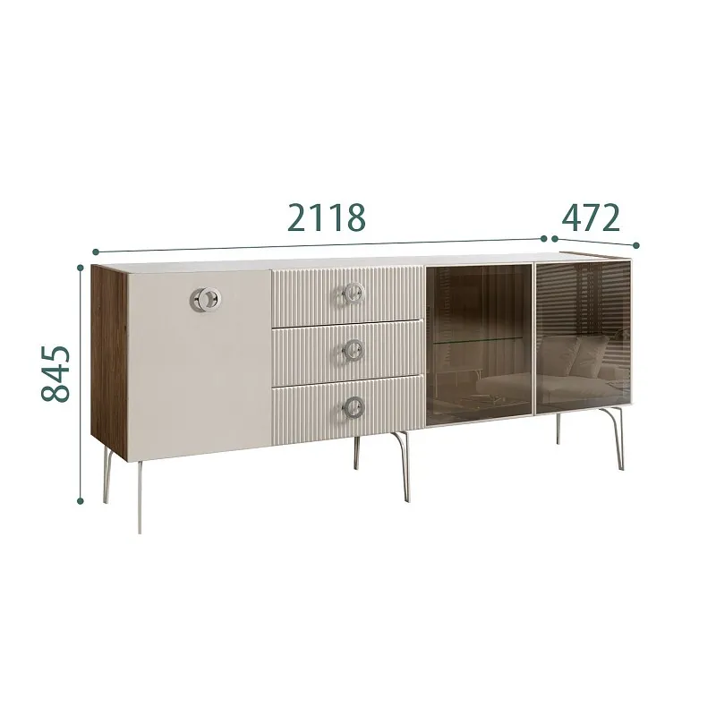 Комод 2.1м Bogemia Woodline Fi (Шелк) (Novabuk/Хром) БМКМ-5[5][10]