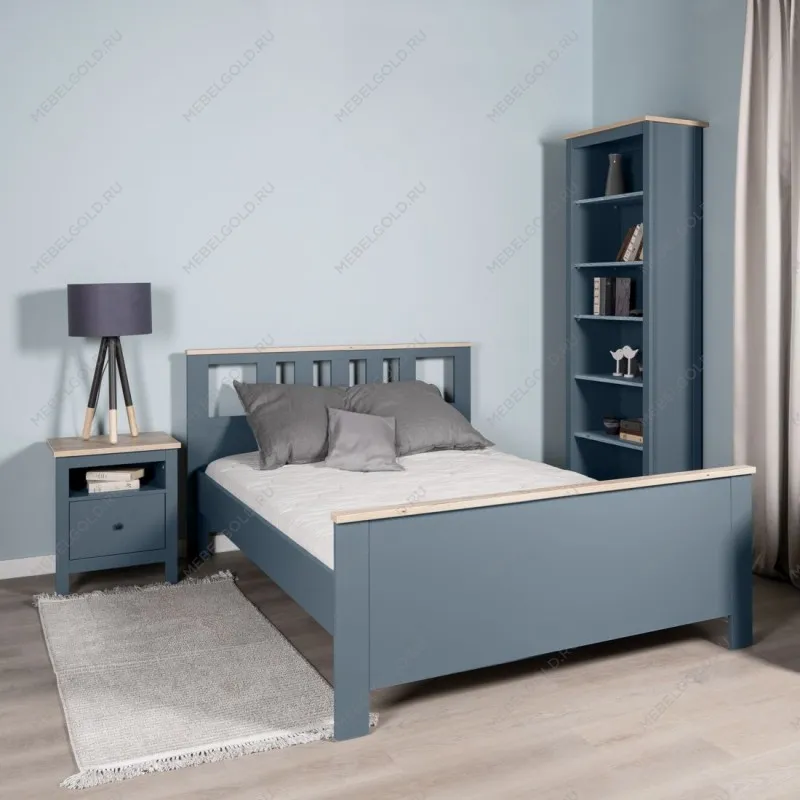 САГА кровать двойная 140х200 темно-бирюзовая/ясень | изображение 5