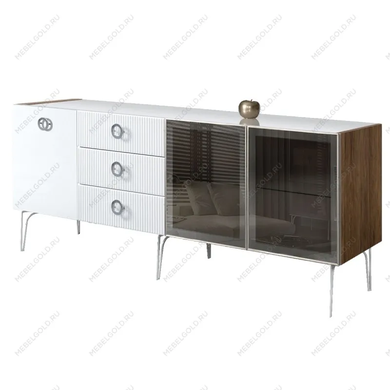 Комод 2.1м Bogemia Woodline Fi (Белый) (Lakobel/Хром) БМКМ-5[5][10]