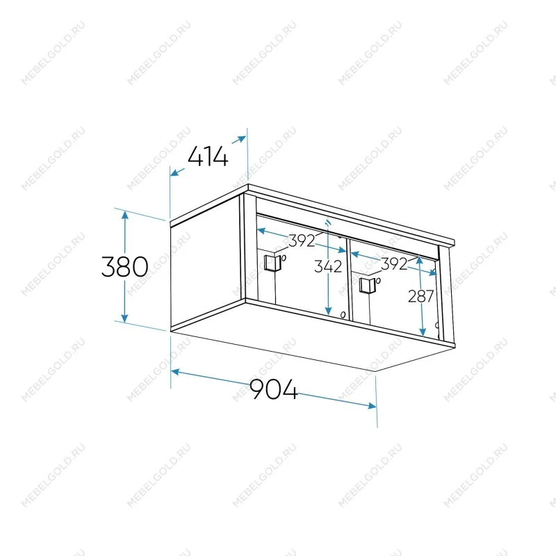 Полка навесная Сага, 2 секции, серая/ясень | изображение 9