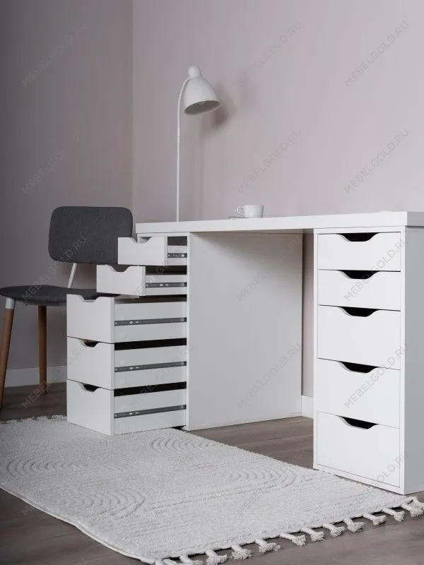 Стол письменный Ингар, 10 ящиков, 140х75х55 см, белый | изображение 5