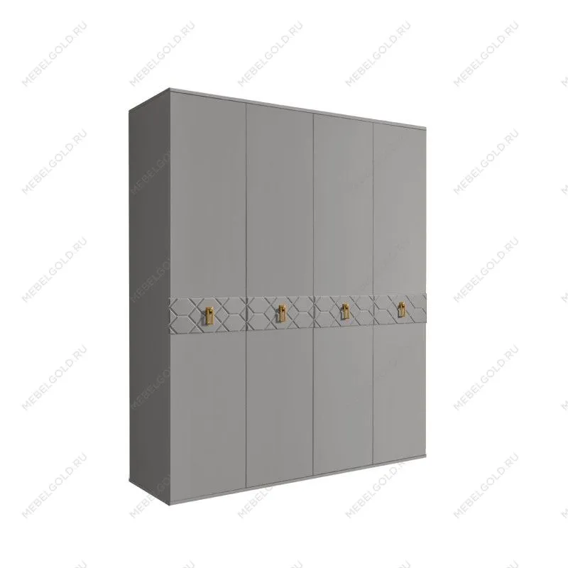 Шкаф 4-х дв. Bogemia Farfalle (Серый/Золото) БМШ2/4(Fa)