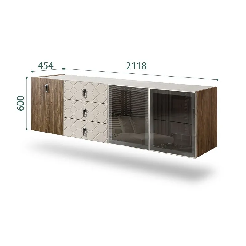Комод 2.1м Bogemia Woodline Fly Wood Fa (Шелк) (Novabuk/Хром) БМКМ-5[5][10]