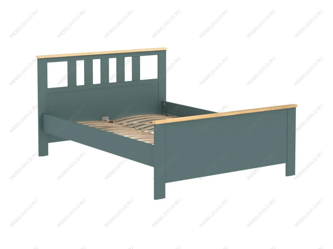САГА кровать двойная 140х200 темно-бирюзовая/ясень | изображение 1