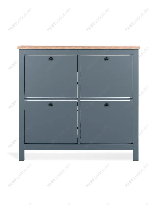 Обувница Сага с 4 откидными ящиками 113х108 темно-бирюзовая-ясень | изображение 4