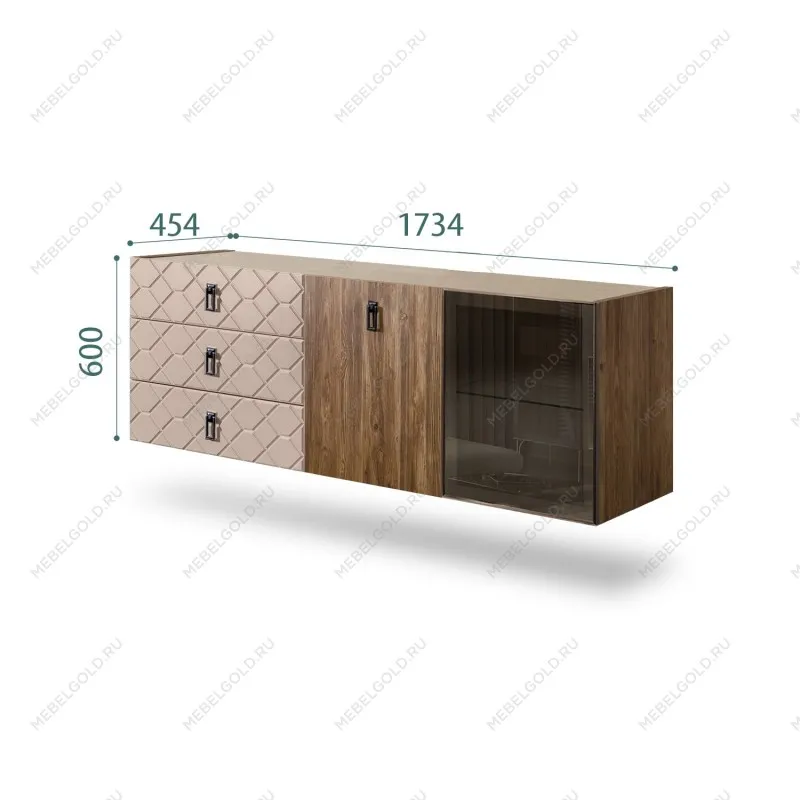 Комод 1.6м Bogemia Woodline Fly Wood Fa (Мокка) (Novabuk/Черный) БМКМ-4[5][10]