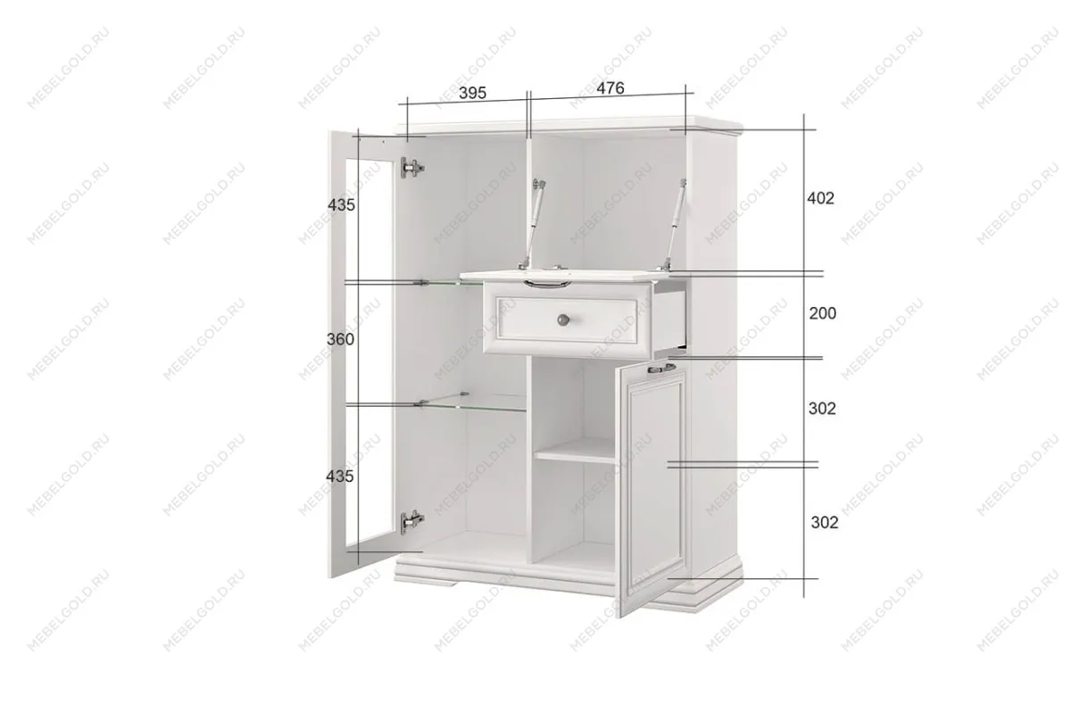 Шкаф с витриной Севилла 1V2D1S | изображение 2