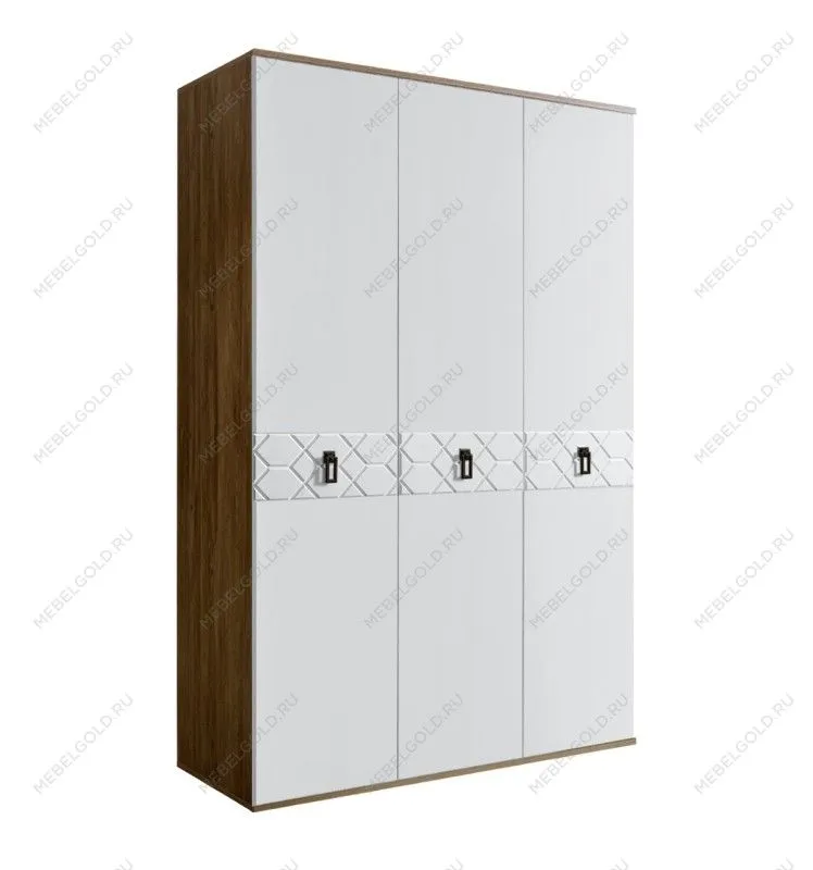 Шкаф 3-х дверный Bogemia Woodline Fa (Белый/Черный) БМШ2/3