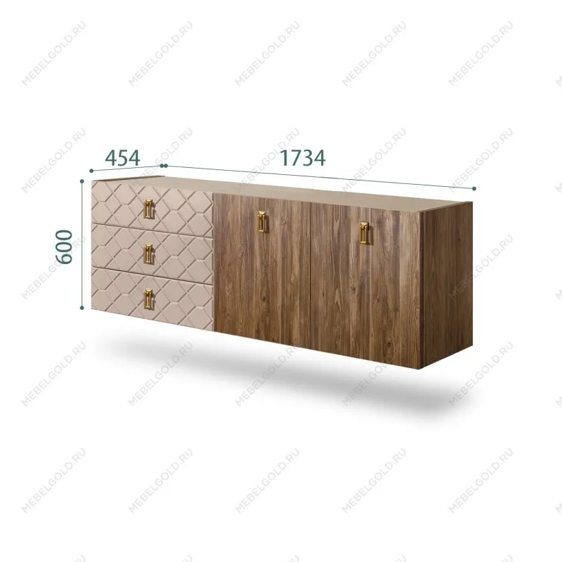 Комод 1.6м Bogemia Woodline Fly Wood Fa (Мокка) (Novabuk/Золото) БМКМ-4