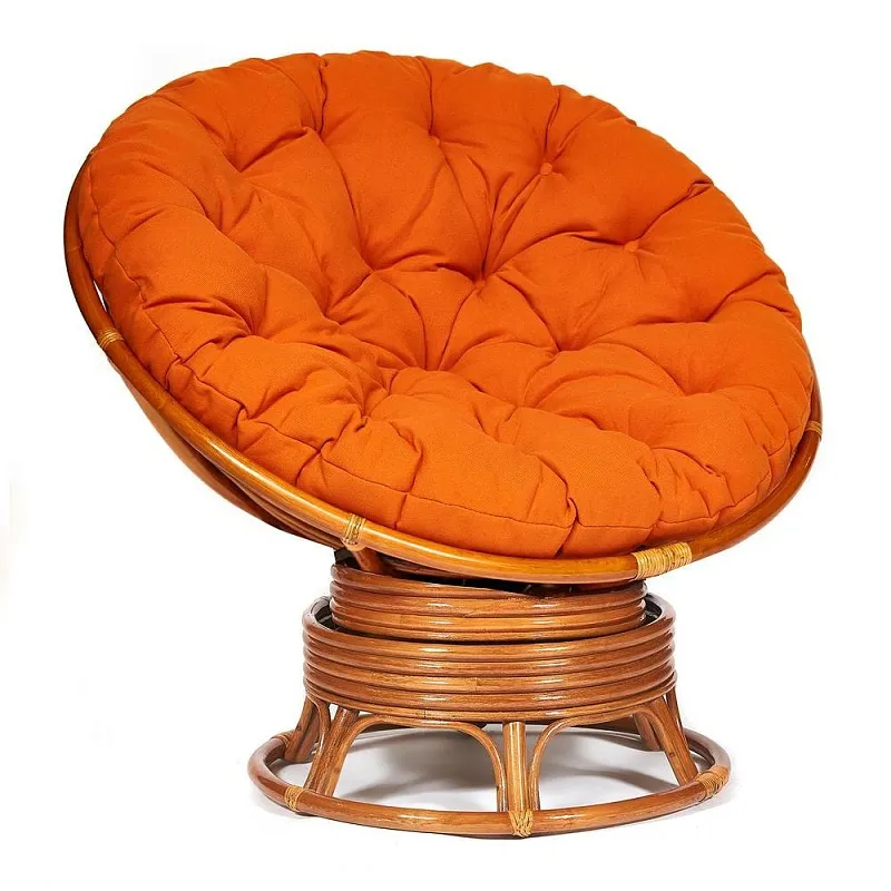 Кресло-качалка Papasan с подушкой Коньяк, оранжевый