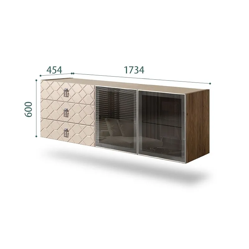 Комод 1.6м Bogemia Woodline Fly Fa (Ваниль) (Novabuk/Хром) БМКМ-4[5]