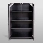 Тумба Сириус, 2 двери со стеклом, 78х41х124 см, дуб венге, черно-коричневая | изображение 7